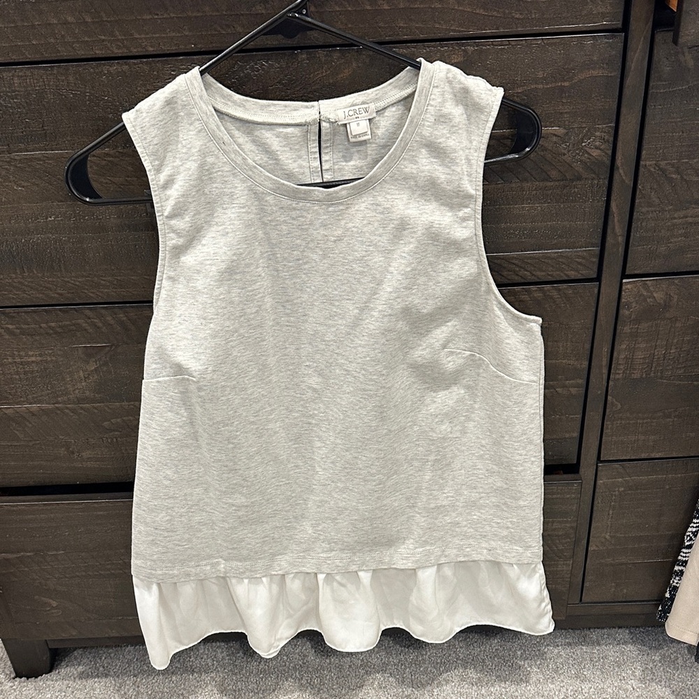 J. Crew Sleeveless Gray and White Tank Top